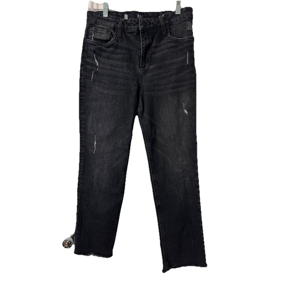 Kut from the Kloth Denim - Kut From The Kloth Rachael Fab Ab Raw Hem High Rise Mom Jeans Sz‎ 8 Black